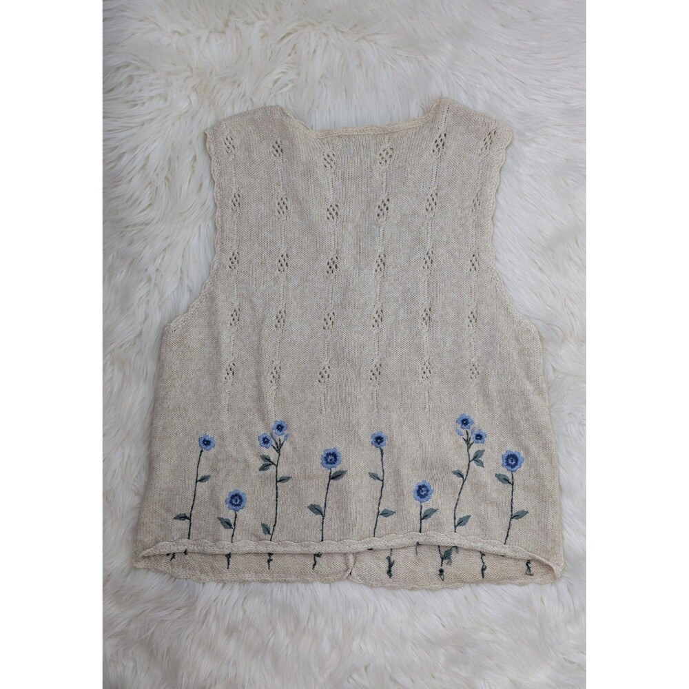 Christopher & Banks Women Size Large Sweater Vest Embroidered Floral GrandmaCore - Picture 2 of 11
